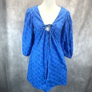 NWT De Loreta Feria Dress in Blue Balloon Sleeves Women's X SM Peru $490 Retail